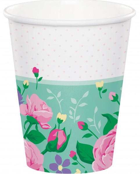 8 vasos de papel Flower Fairy 256ml