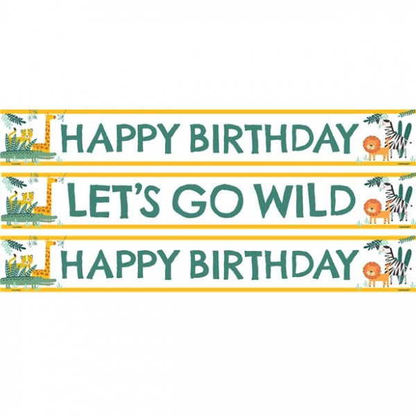 3 Wild Life birthday paper banners