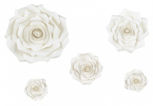 5 fleurs de décoration murale blanches