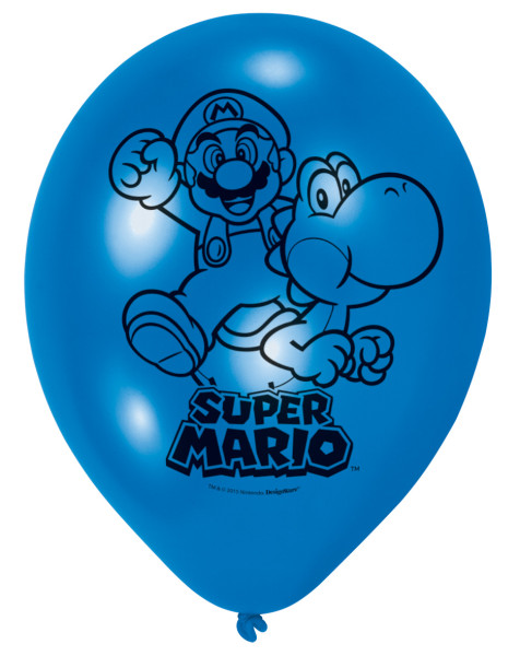 Set of 6 Super Mario balloons 23cm