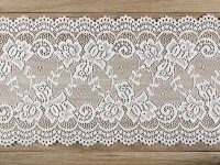 Preview: Lace fabric White Rose 9m x 15cm