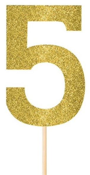 2 glittering cake decoration numbers 5