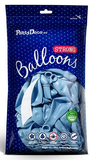 10 Partystar metalliske balloner pastell blå 30cm