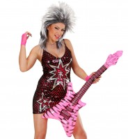 Inflatable guitar in zebra pattern