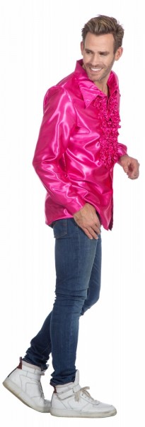Camicia da uomo rosa con volant