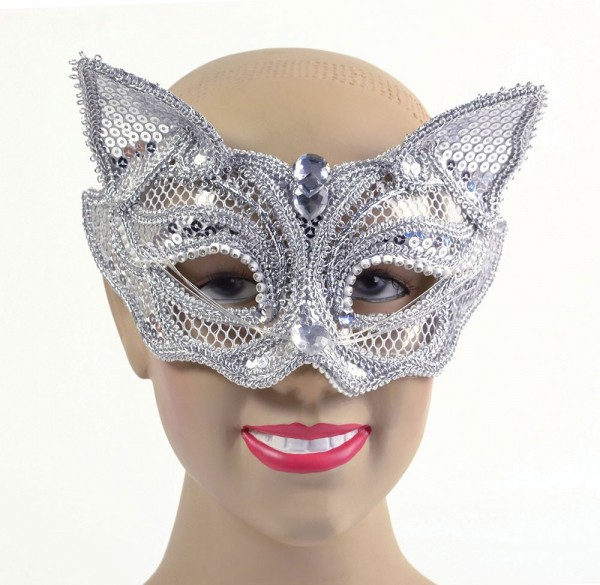 Silberne Glamour Katzenmaske