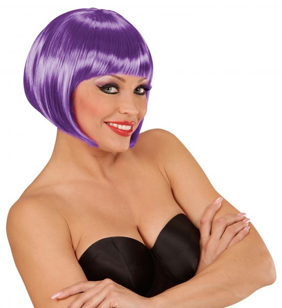 Bright purple bob women's wig
