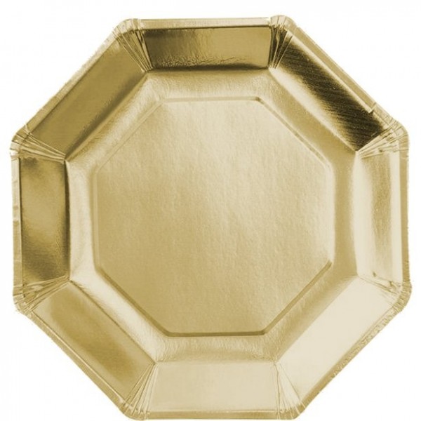 8 assiettes métalliques dorées Basel 23cm