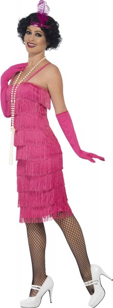 Roze Charleston jurk met franjes Rosalinda 3