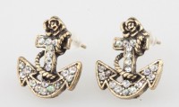 Preview: Small glitter earrings with an anchor motif