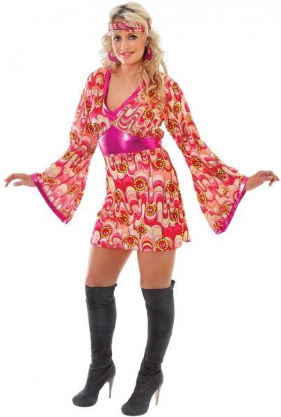 Robe fille hippie Flower Power avec bandeau