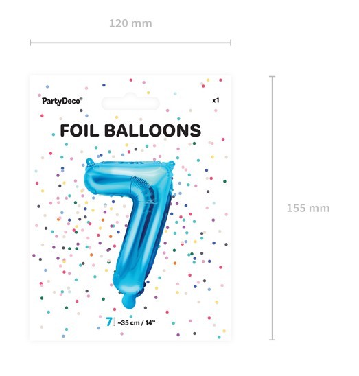 Zahl 7 Folienballon azurblau 35cm 3