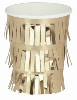 8 golden fringed paper cups 266ml