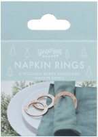 Widok: 6 drewnianych pierścieni na serwetki Wesołych Świąt
