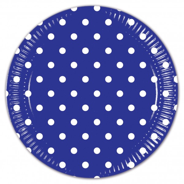 8 Mix Patterns dots bord donkerblauw 23cm