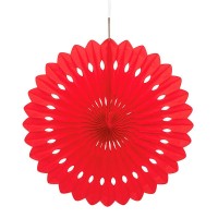 Aperçu: Éventail décoratif fleur rouge 40cm