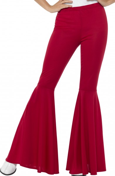 70-tals utsvängda byxor för kvinnor röda