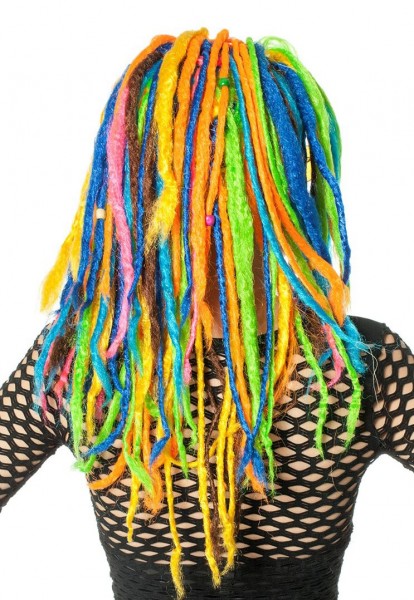 Rainbow neon dreadlock wig 3
