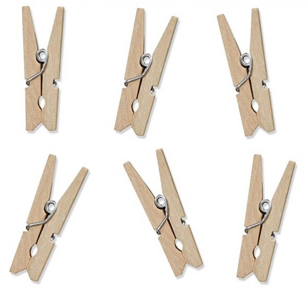 10 small natural wooden clips 3.5 cm