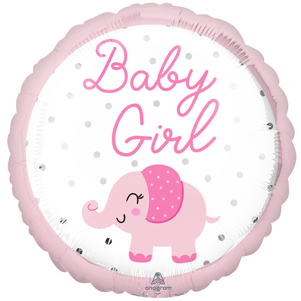Baby Girl różowy słoń balon foliowy 45 cm