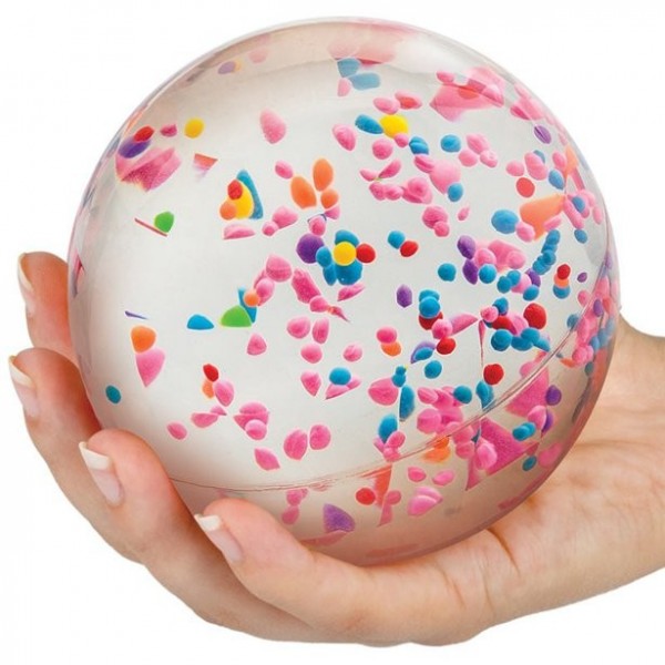 Boule gonflable avec perles colorées 10cm