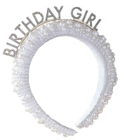 Perlebesat pandebånd Birthday Girl