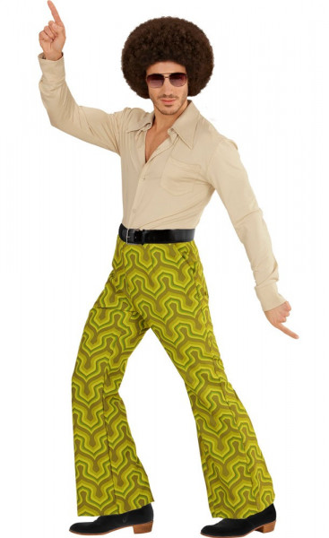 Pantalon évasé vert motif rétro Lawren