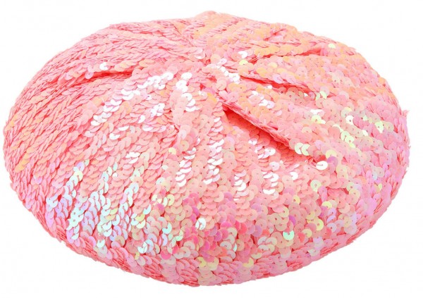 Cekinowy beret w stylu francuskim, różowy