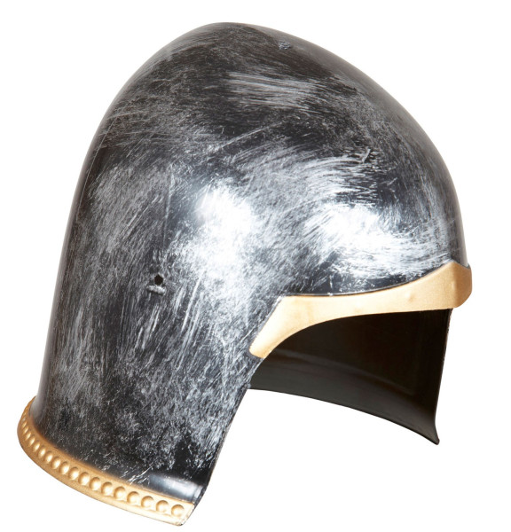 Silver medieval warrior helmet