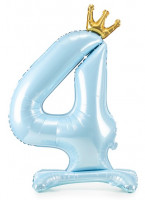 Preview: Babyblue number 4 standing foil balloon