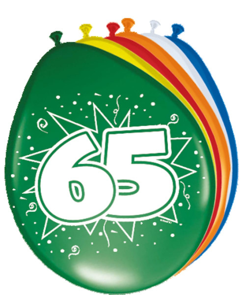 8 ballonnen verjaardag cracker nummer 65