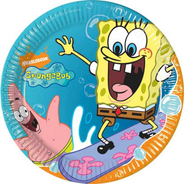 Okrągły talerz papierowy SpongeBob Fun 20 cm