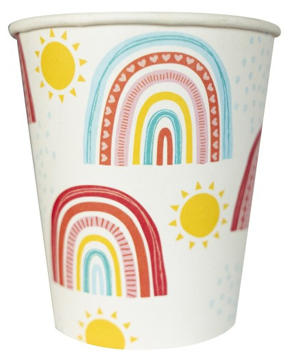 8 rainbow paper cups 250ml