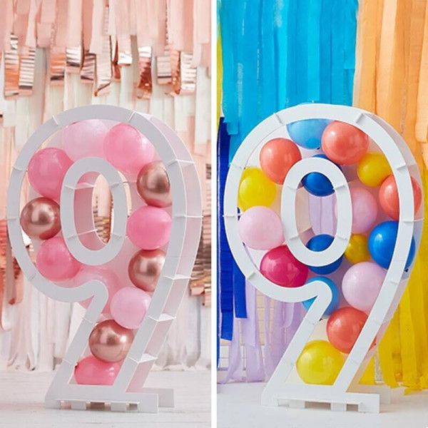 Inflatable number 9 balloon stand