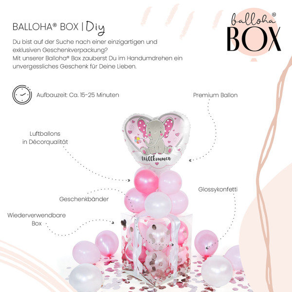 Balloha Geschenkbox DIY Elefant Willkommen Rosa XL 3