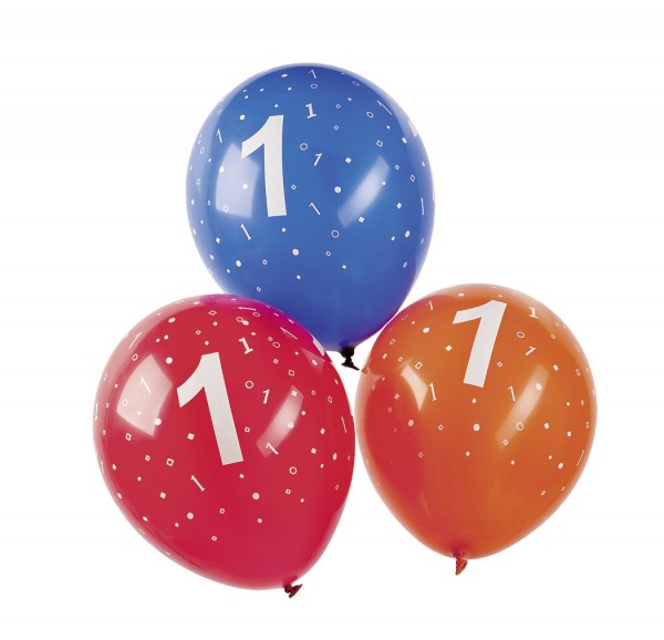 5 gelukkige 1e verjaardagsballons 30cm