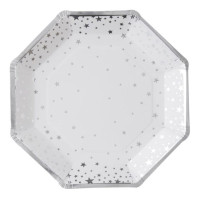 Preview: 8 silver Home for Christmas plates 23cm