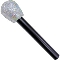 Microfono glitter argento 22 cm
