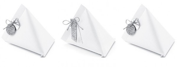 10 cajas de regalo blancas con etiqueta