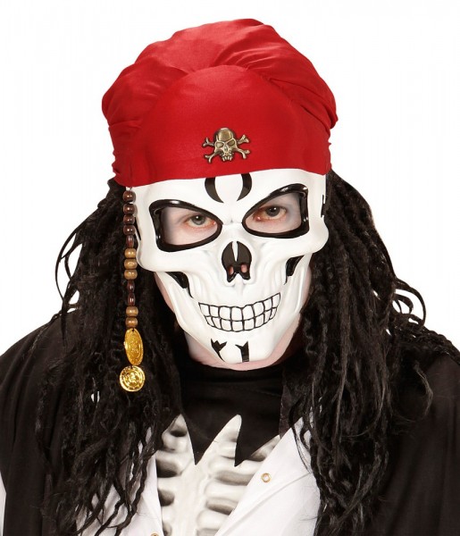 Maschera di totenkopf pirata con bandana rossa