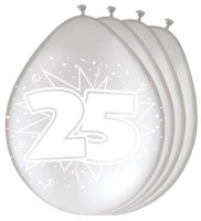 8 Silber Latexballons Zahl 25