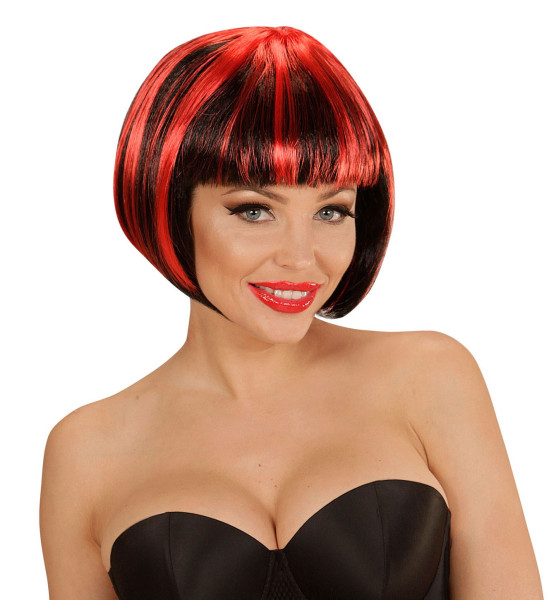 Czarno-czerwona peruka Betty Bob