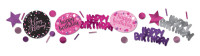 Roze Happy Birthday strooi decoratie 34g