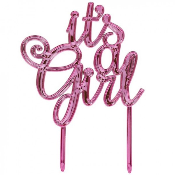 It's a girl pink cake topper