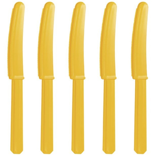 20 couteaux en plastique jaune Bâle 17cm