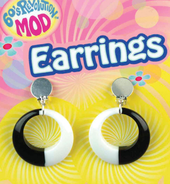 1960s retro earrings in black & white