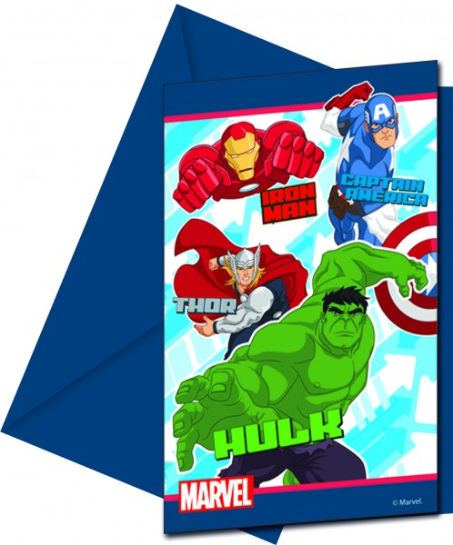 6 Avengers Turbulenter Partyspaß Einladungskarten