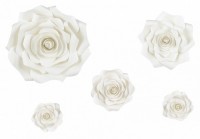 5 white wall decoration flowers