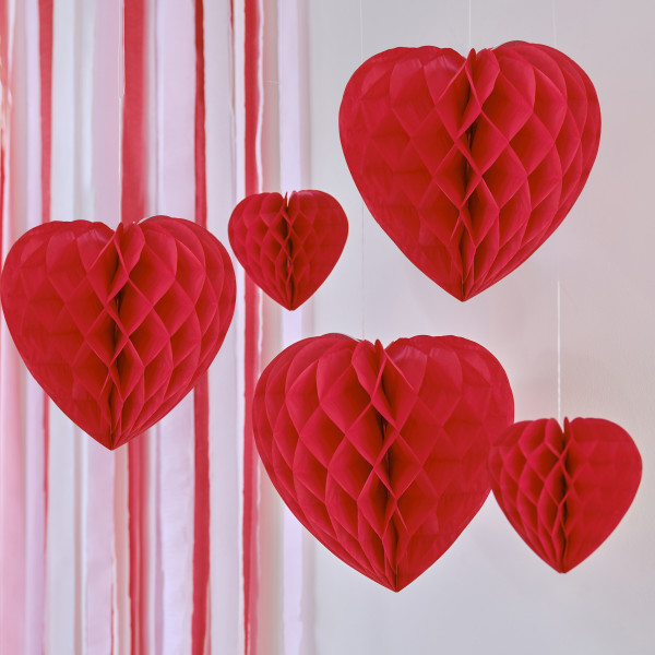 5 bolas de panal en forma de corazón de susurro de amor