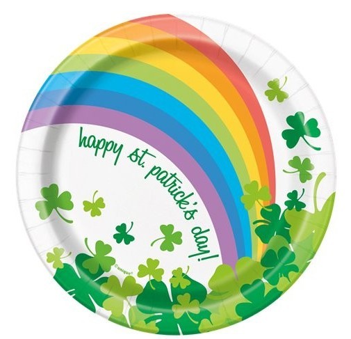 8 Happy St Patricks Day paper plates 18cm